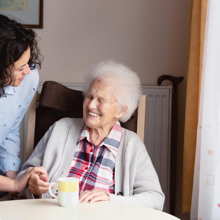 Senior woman getting care and assistance