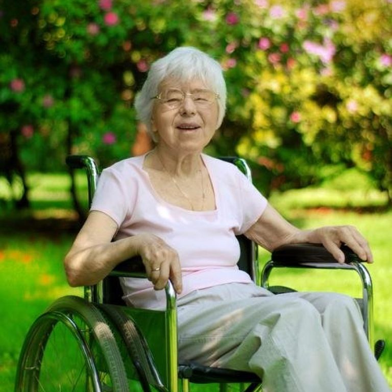 senior woman on wheelchair